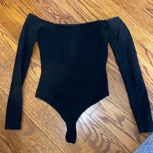 off shoulder long sleeve bodysuit